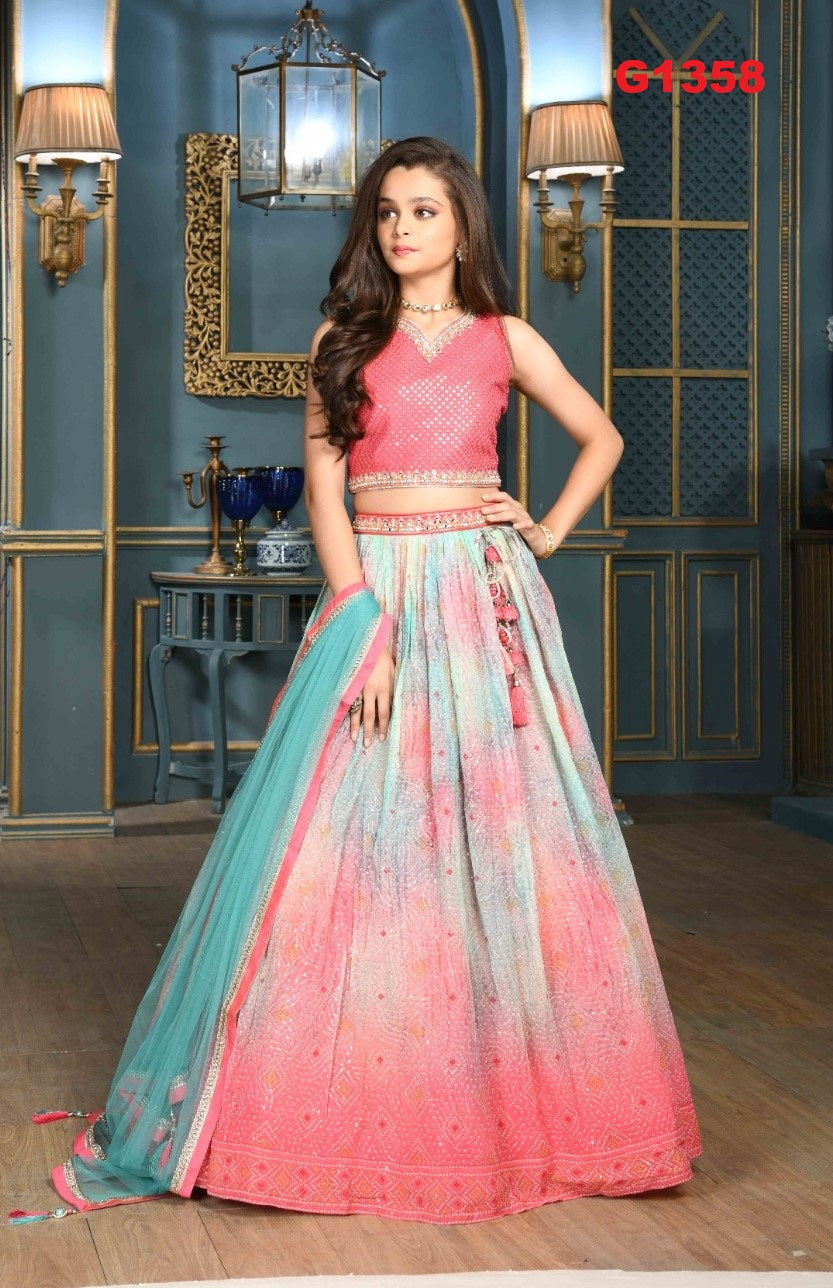 G1358 - Dual Shaded Sequence Partywear Lehenga
