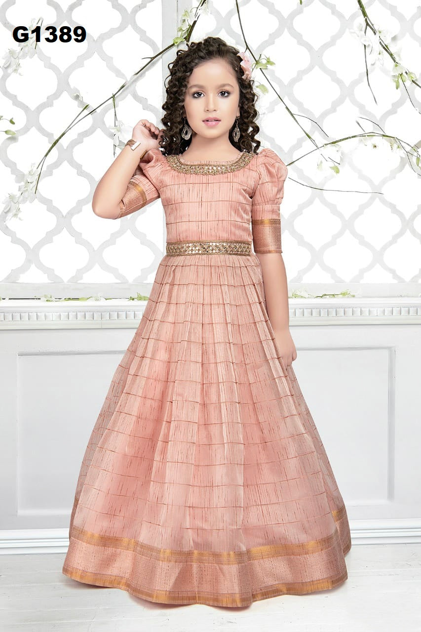 G1389 - Light Pink Organza Partywear Long Dress