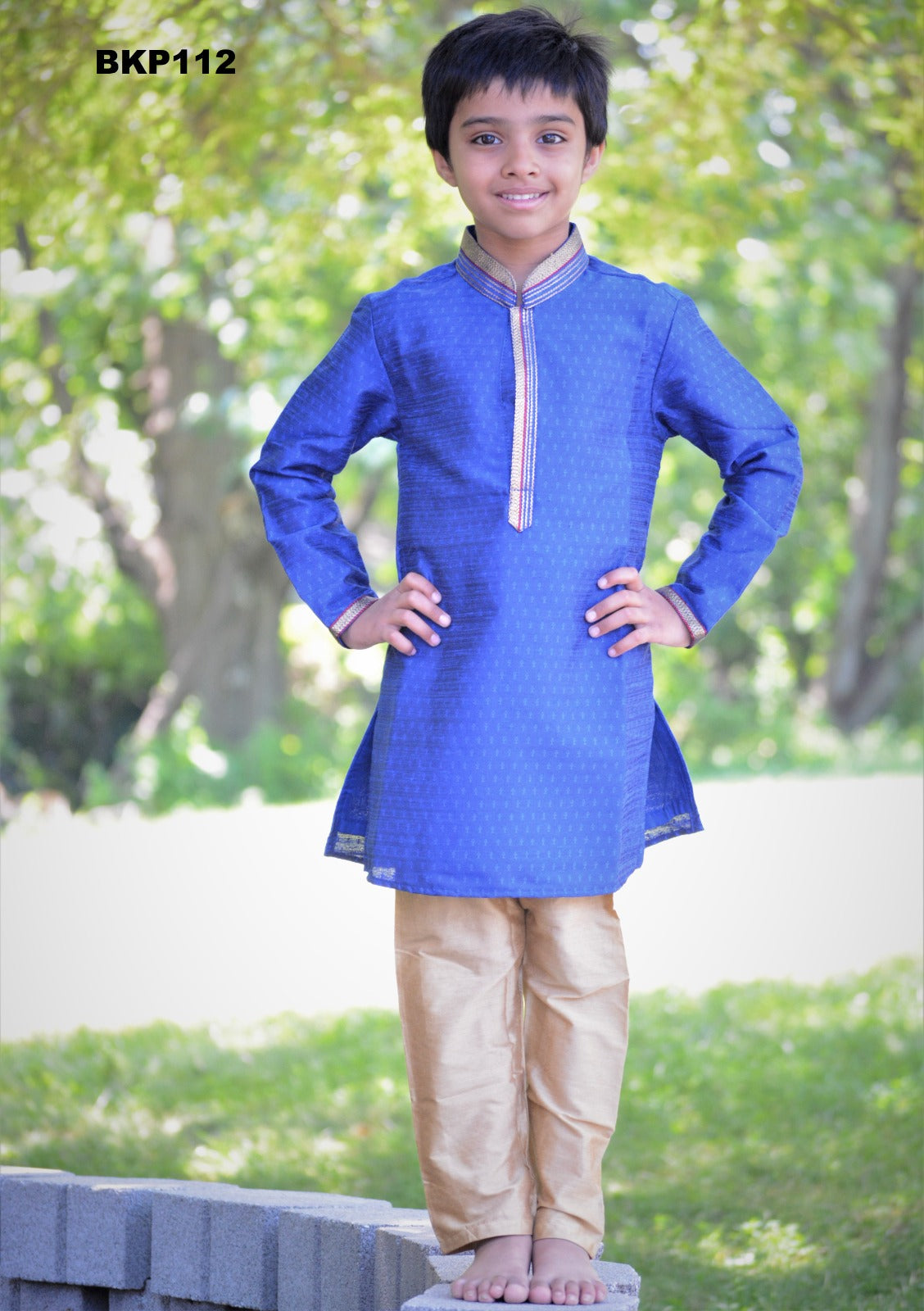 BKP112 - Royal Blue Fancy Jacquard Kurta and Pajama set