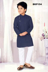 BKP154 - Rayon cotton checkered texture Navyblue kurta pajama set