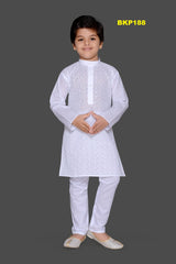 BKP188 - Lucknow work Pure white cotton kurta Pajama set