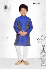 BKP189 - Brocade cotton bright blue kurt apajama set for boys