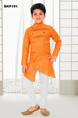 BKP191 - Orange pure cotton front open kurta pajama set
