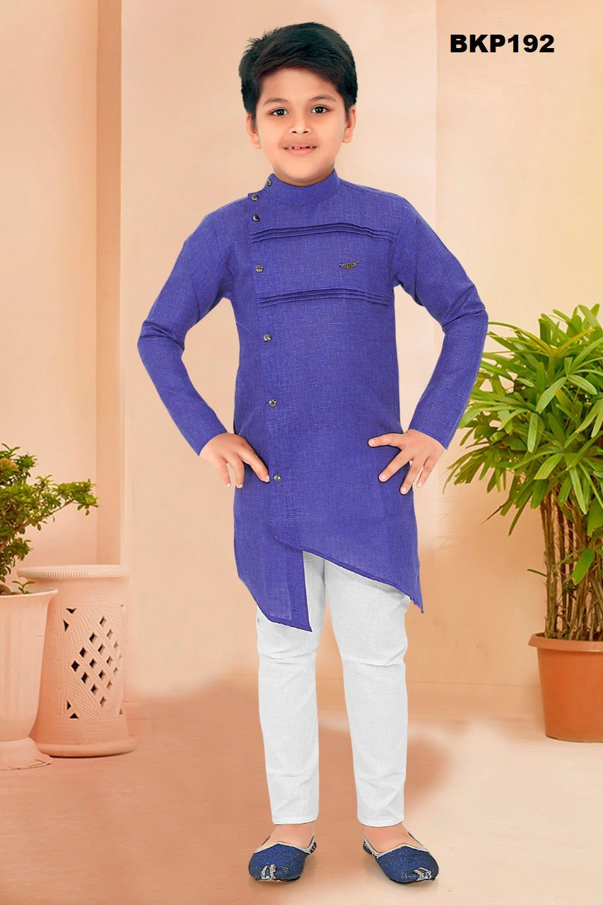 BKP192 - Blue hued pure cotton front open kurta pajama set