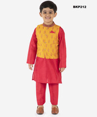 BKP212 - Boys partywear waistcoat set in yellow and red