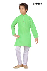 BKP238 - Light Green Chikankari cotton kurta pajama set for boys