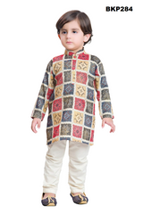 BKP284 - All over Bandhini printed kurta pajama set in red hue for boys
