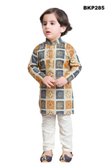 BKP285 - Orange hued bandhini printed rayon kurta pajama set for boys