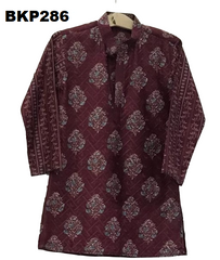 BKP286 - Burgandy Jaipuri blockprinted soft kurta pajama set