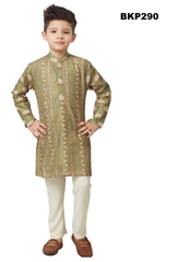 BKP290 - Light green hued silk kurta pajama set in a trendy flower print