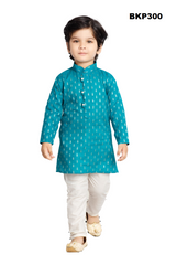 BKP300 - Cyan Blue pure cotton allover butti kurta pajama set
