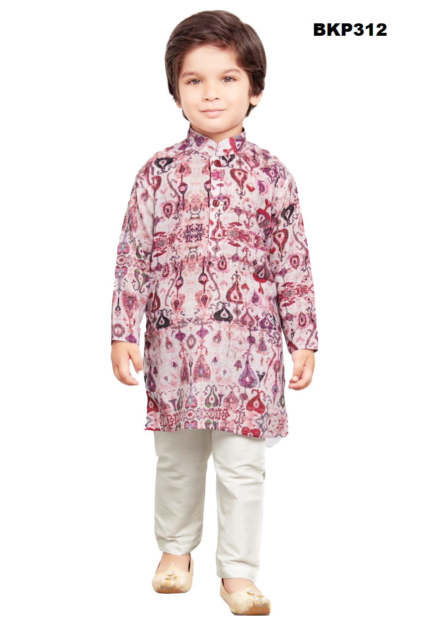 BKP312 - Burgandy blockprinted cotton kurta pajama set