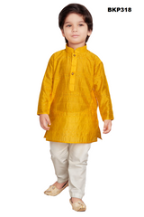 BKP318 - Bright yellow art silk kurta pajama set with crushed texture