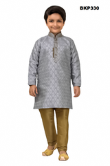 BKP330 - Trendy grey and gold combo silk kurta pajama set