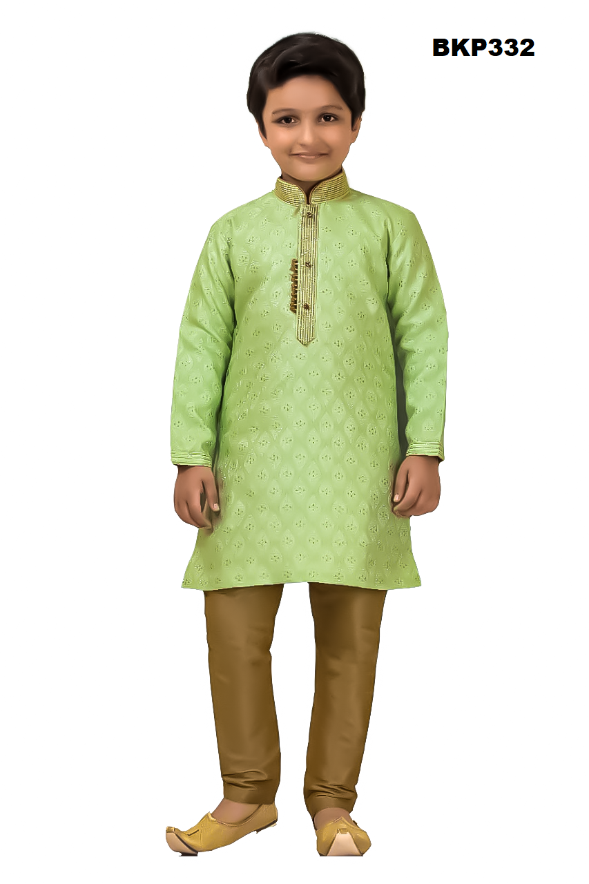BKP332 - Light Green self design partywear silk kurta pajama set