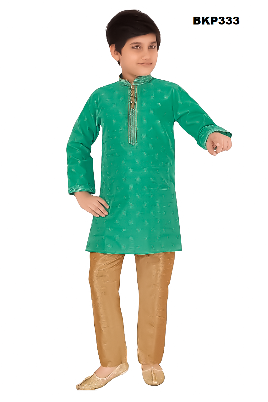 BKP333 - Dark seagreen self butti partywear silk kurta pajama set