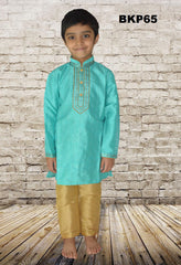 BKP65 - Boys Sea Green Printex silk party wear Kurta Pajama set