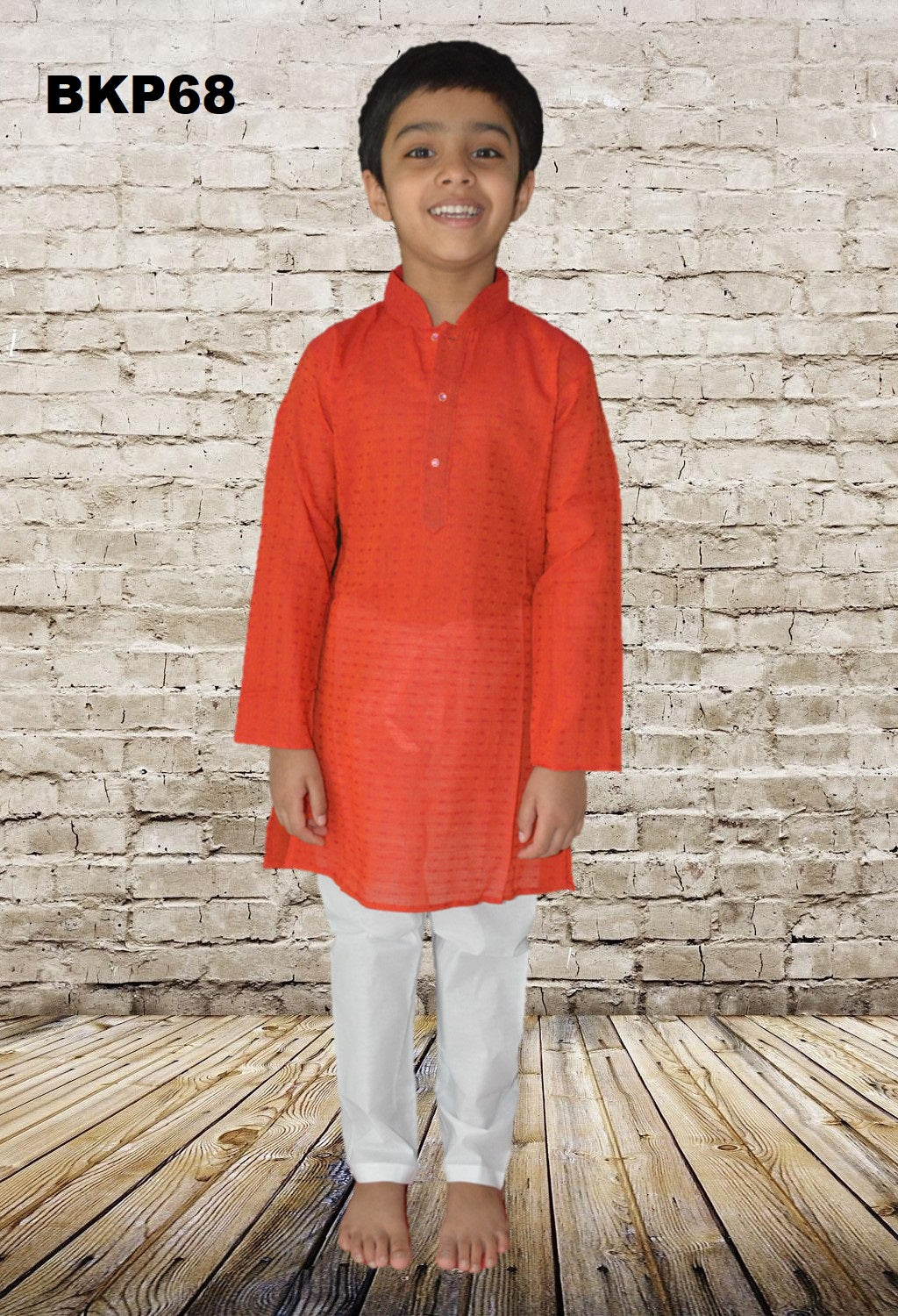 BKP68 - Boys Red cotton Casual wear Kurta Pajama set