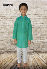 BKP70 - Boys Sea Green cotton Casual wear Kurta Pajama set