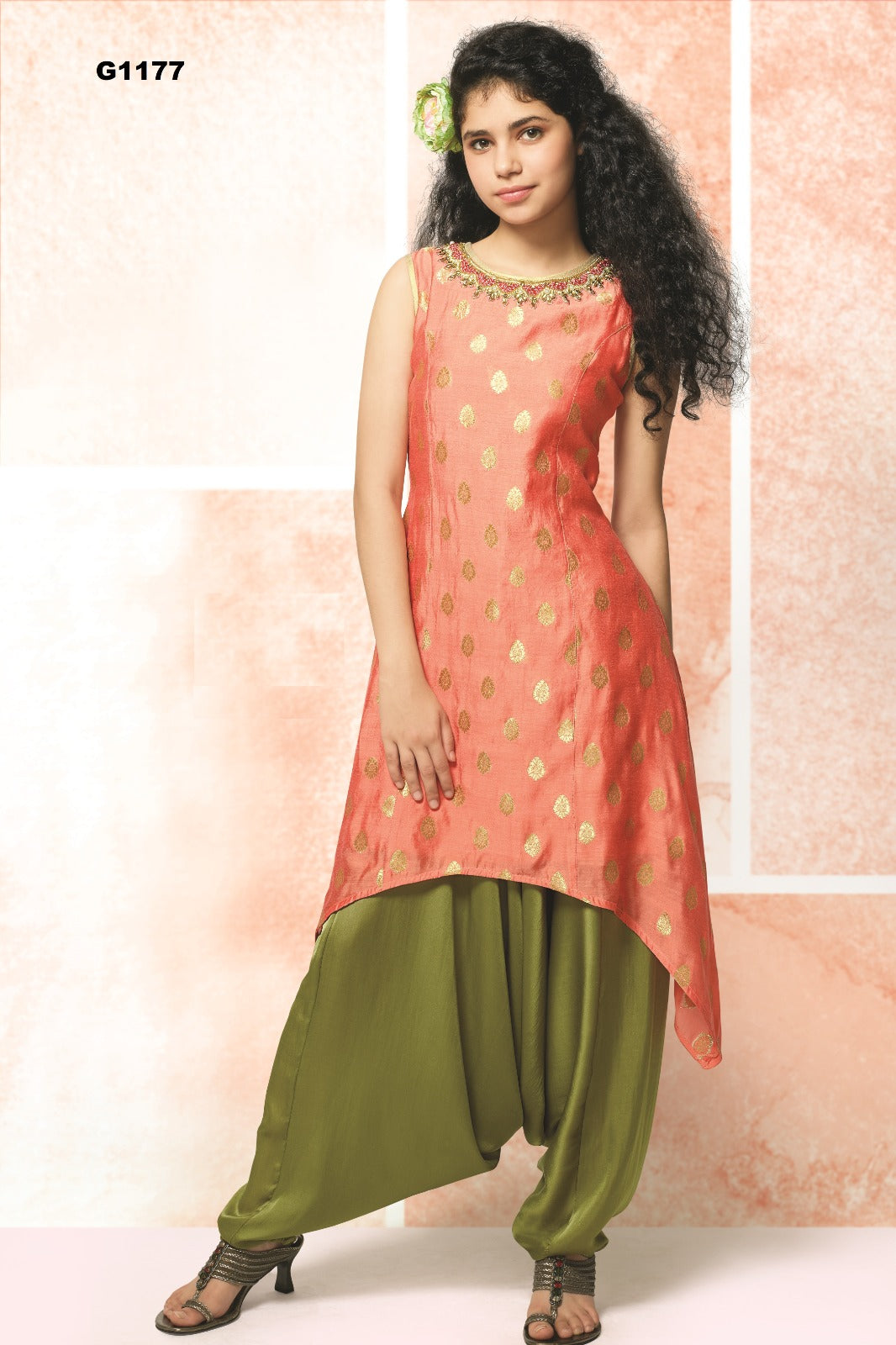 G1177 - Girl's Designer Silk Salwar set