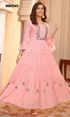 WK545 - Light Pink cotton long Kurti dress